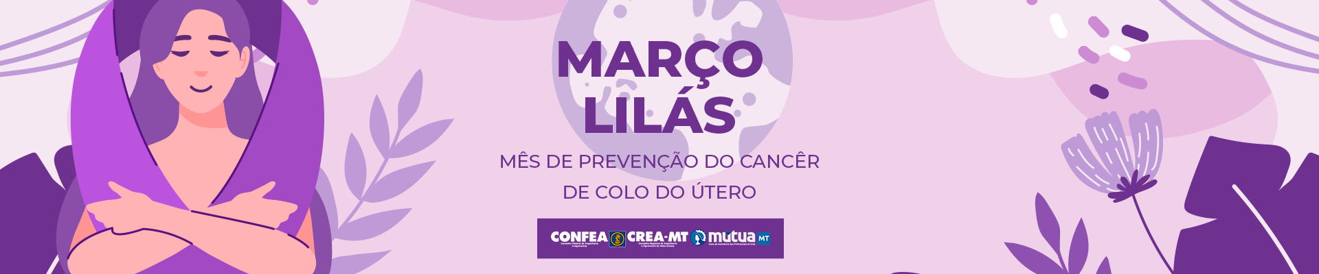 Crea-MT ilumina fachada de lilás em apoio à campanha de conscientização e combate ao câncer de colo de útero