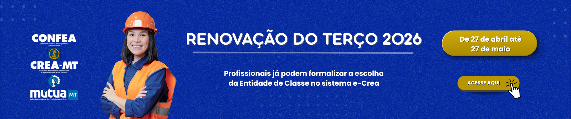 Crea-MT abre prazo para opção por Entidade de Classe na Renovação do Terço