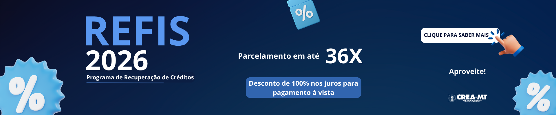 Refis 2026: Crea-MT oferece oportunidade para quitar débitos com até 100% de desconto nos juros